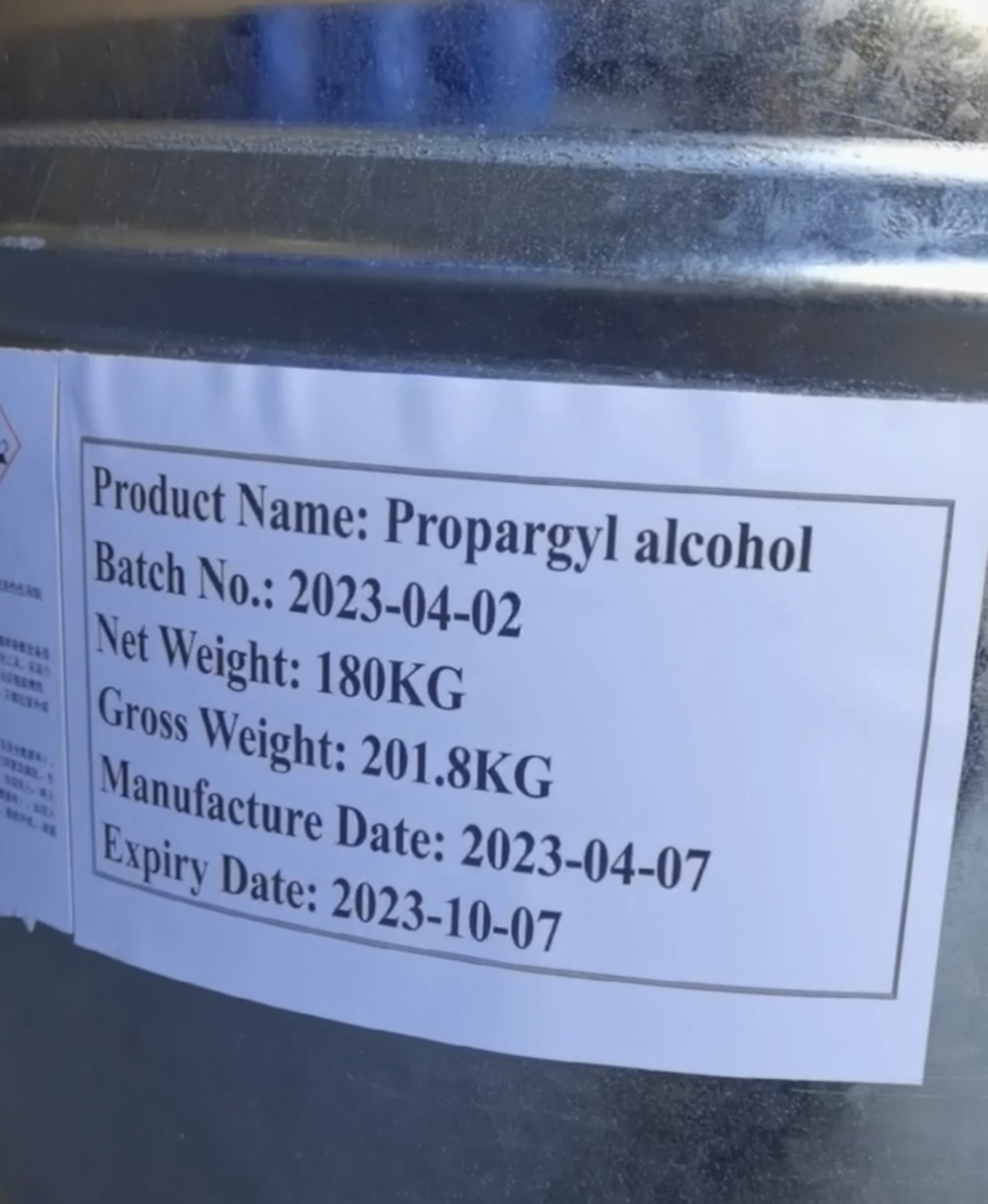 kemasan propargil alkohol